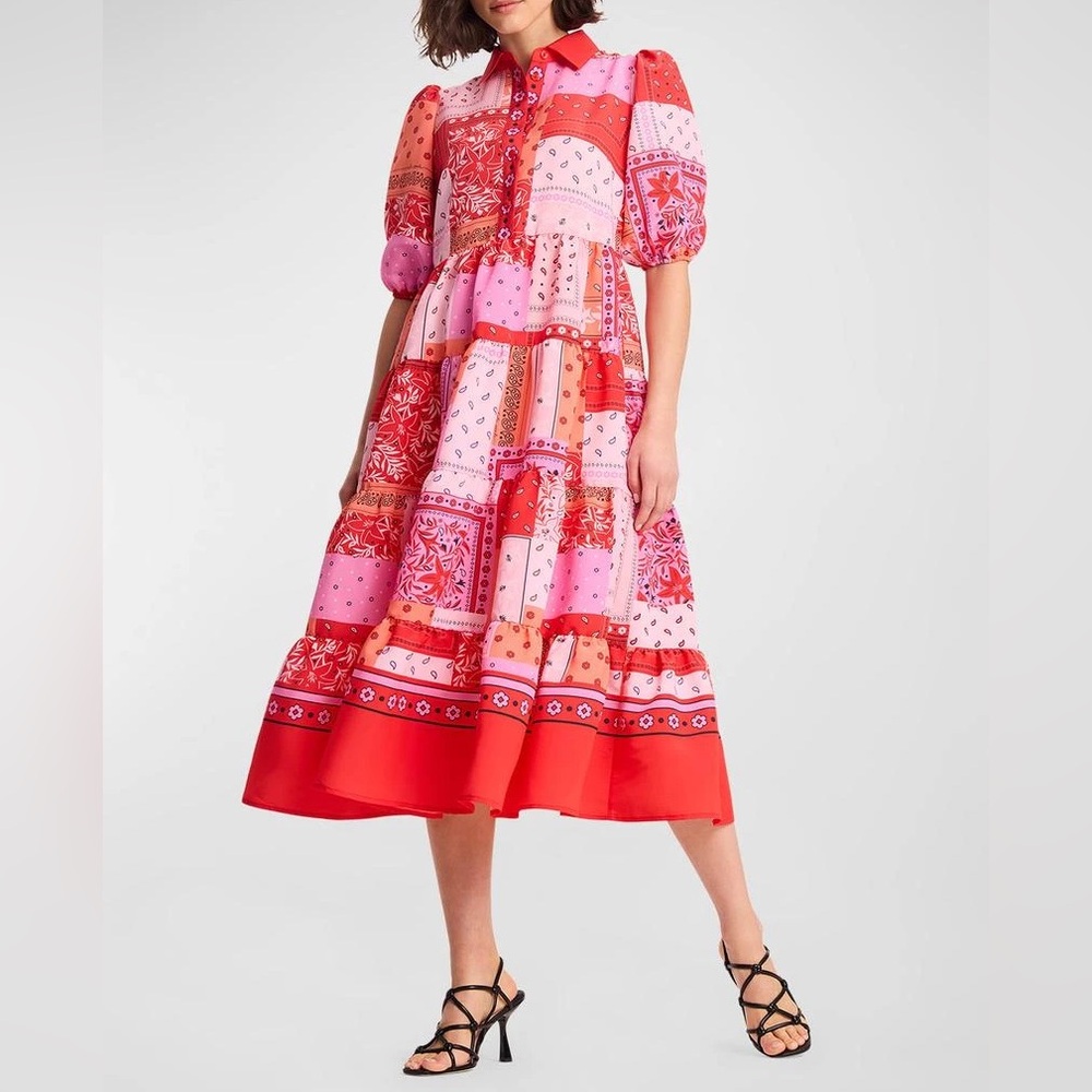 Bandana Patchwork Shirtdress Kate Spade New York Collared Midi